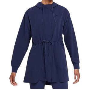 Nike DriFit Luxe Bliss Hooded Midnight Navy Anorak Drawstring Waist Jacket Sz 2X